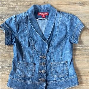 Guess jean jacket with no sleeves